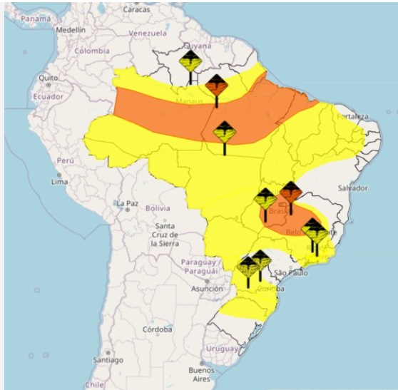 Alerta amarelo de temporal: Paraná tem risco de vendaval e granizo