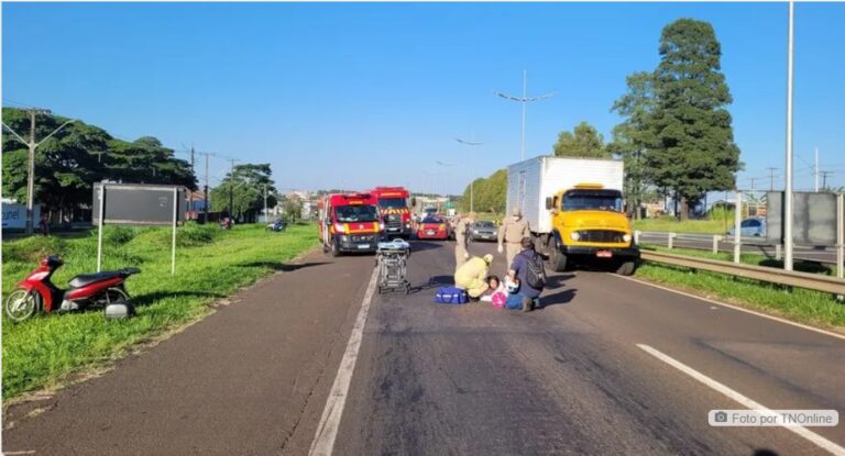 Mulher fica ferida após colisão entre motos na BR-369 em Apucarana