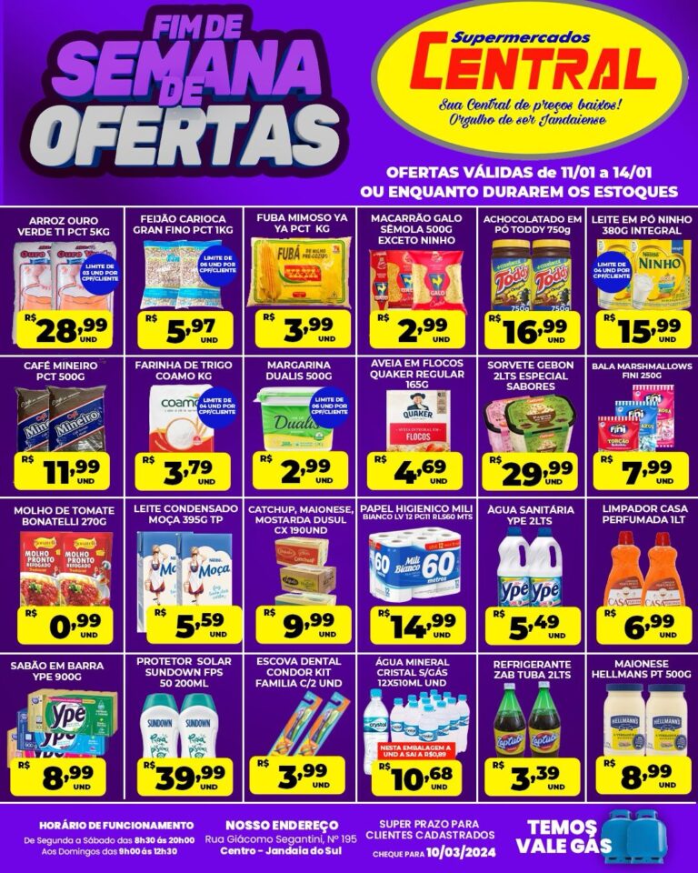 Confira as ofertas do Central Supermercados