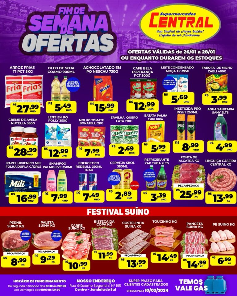 Confira as ofertas do Central Supermercados