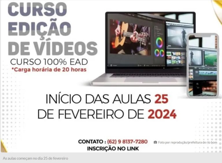 Prefeitura de Rio Bom oferece curso de edição de vídeos EAD gratuito
