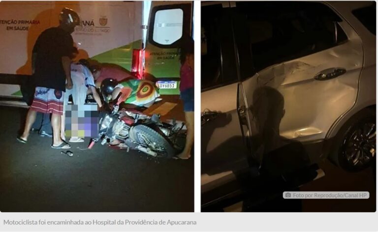 Motociclista fica gravemente ferido após batida com carro em São Pedro
