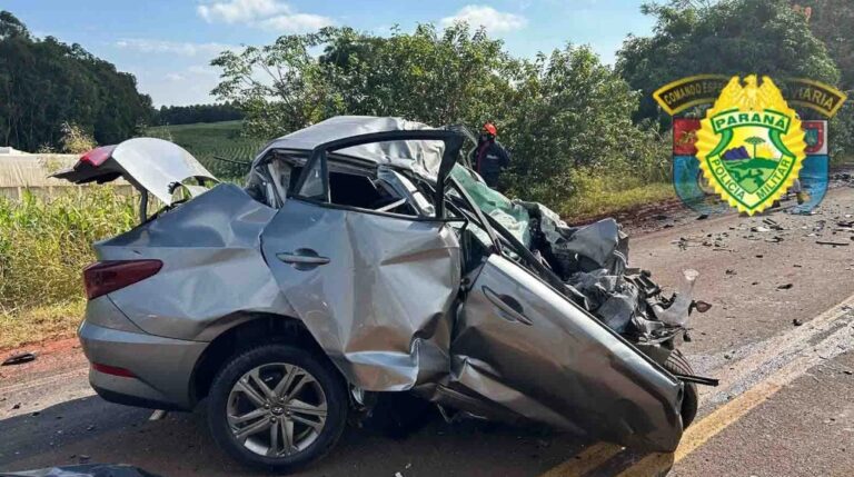 Colisão frontal na PR-090 tira a vida de um motorista em Alvorada do Sul