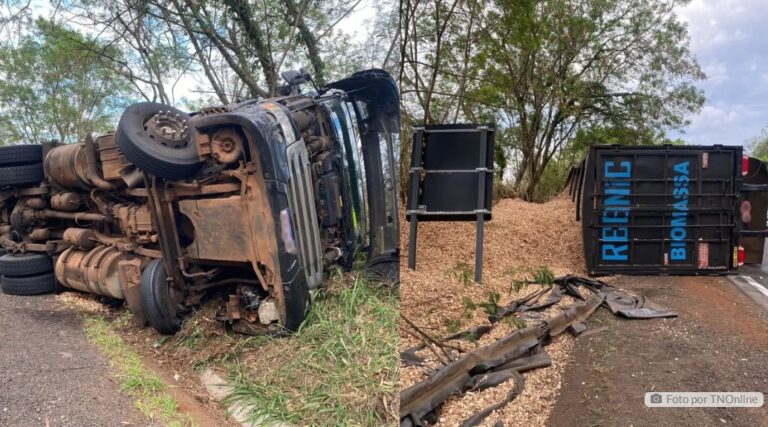 Motorista fica ferido em tombamento no Contorno Norte em Apucarana