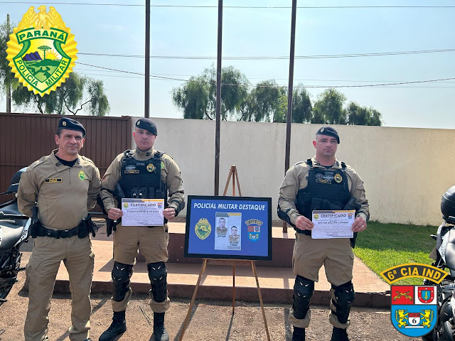 6ª CIPM de Ivaiporã homenageia dois soldados da Equipe Motos