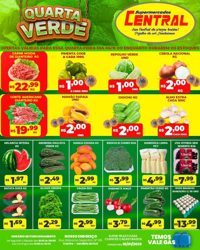 Confira as ofertas imperdíveis da Quarta Verde do Central Supermercados!